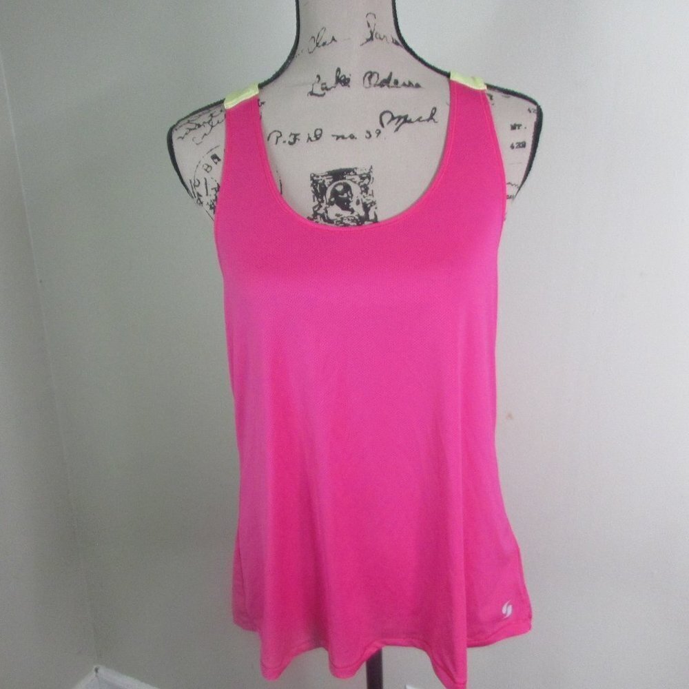 Soffe Drape Back Tank Top XL Pink Yellow Athletic